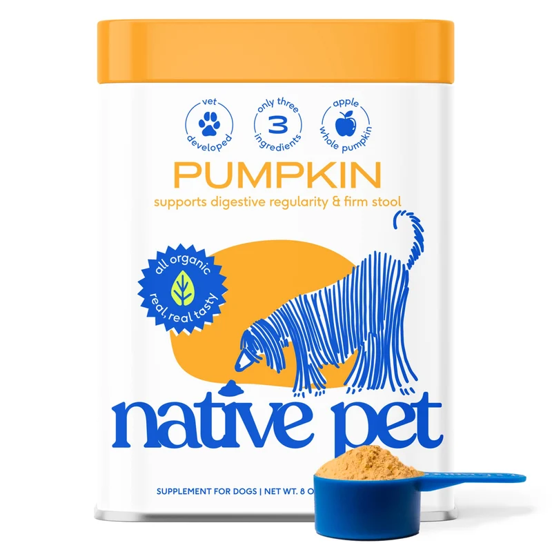 [Self-operated] Native Pet Natural Organic Pumpkin Fiber Powder for Dogs, Digestive and Nutritional Supplement Powder 8oz (227g)
