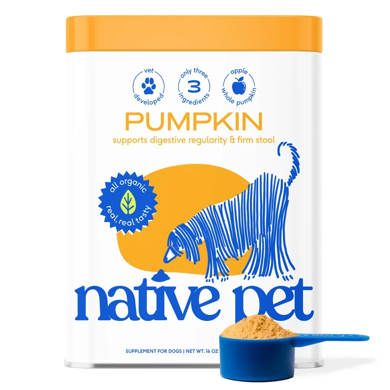[Self-operated] Native Pet Natural Organic Pumpkin Fiber Powder for Dogs, Digestive and Nutritional Supplement Powder 8oz (227g)