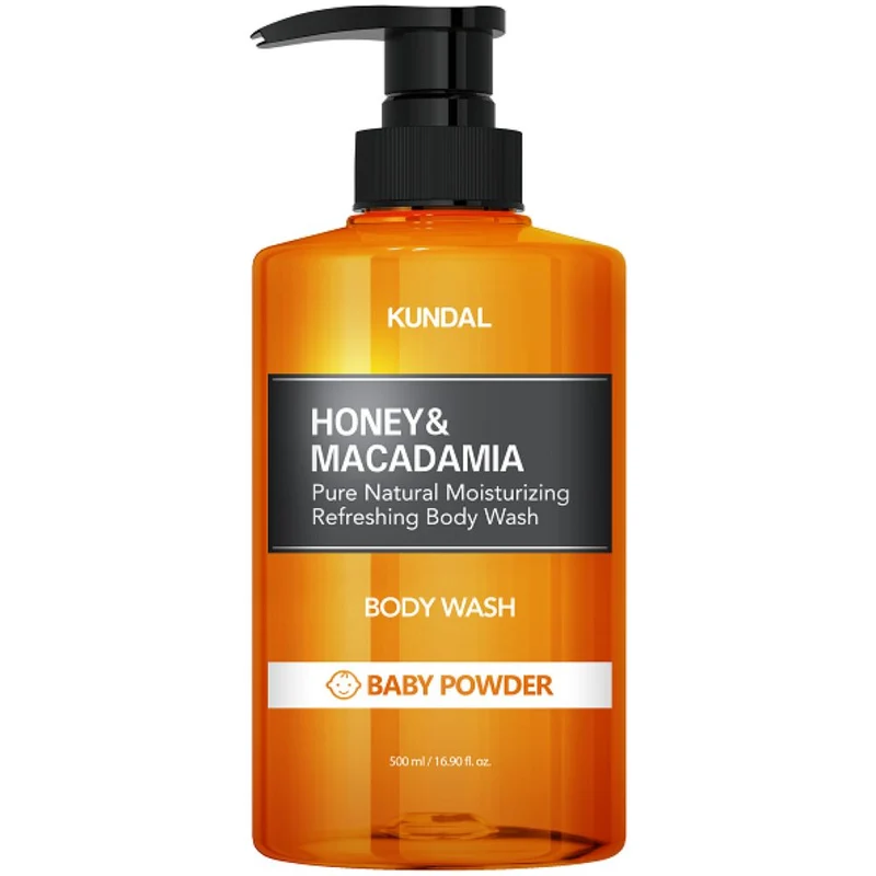 [Self-operated] KUNDAL Natural Pure Moisturizing and Refreshing Shower Gel (Honey & Macadamia Nut Baby Powder Scent) 500ml (Korea) - Double moisturizing to improve dryness and roughness, soothes and calms, relieves dryness and redness, deeply nourishes, and leaves skin feeling soft after washing.