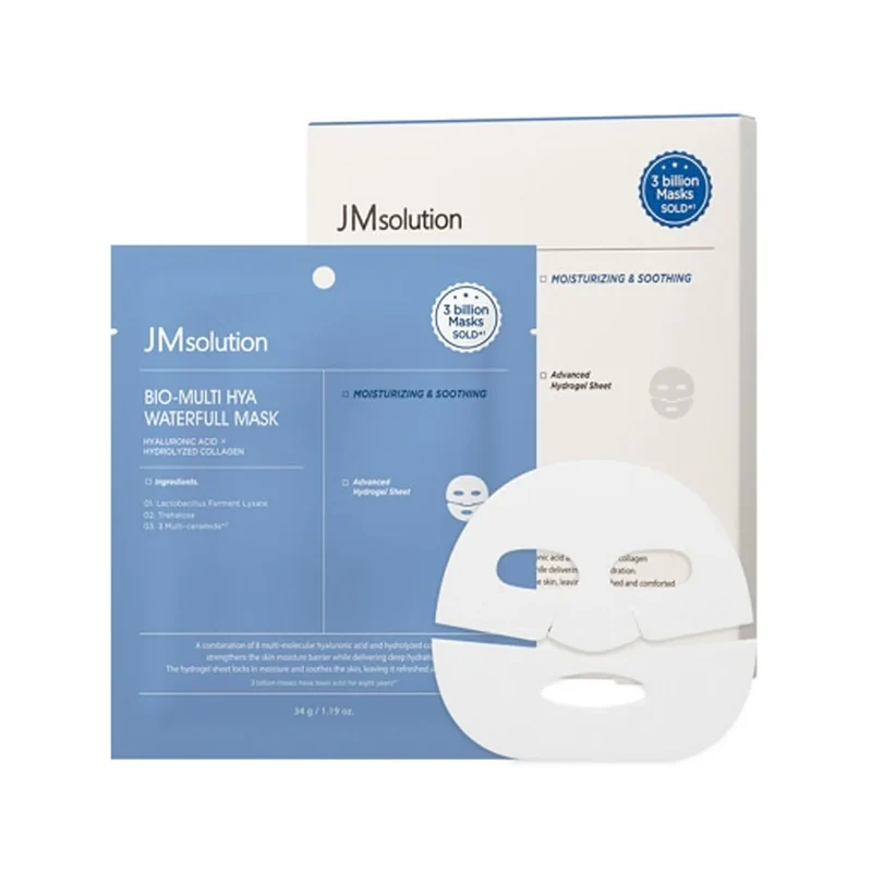 [Self-operated] JM SOLUTION Korean Multi-Hyaluronic Acid Aqua Gel Mask (4-pack) - Deeply hydrates, soothes, calms, reduces redness, locks in moisture, and leaves skin soft and smooth.