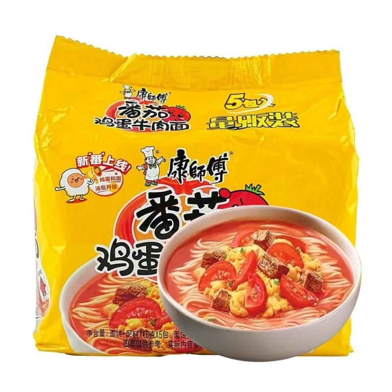[Self-operated] Master Kong Tomato Egg Beef Flavor 5-pack Instant Noodles (115g x 5 packs) - Ramen/Mixed Noodles