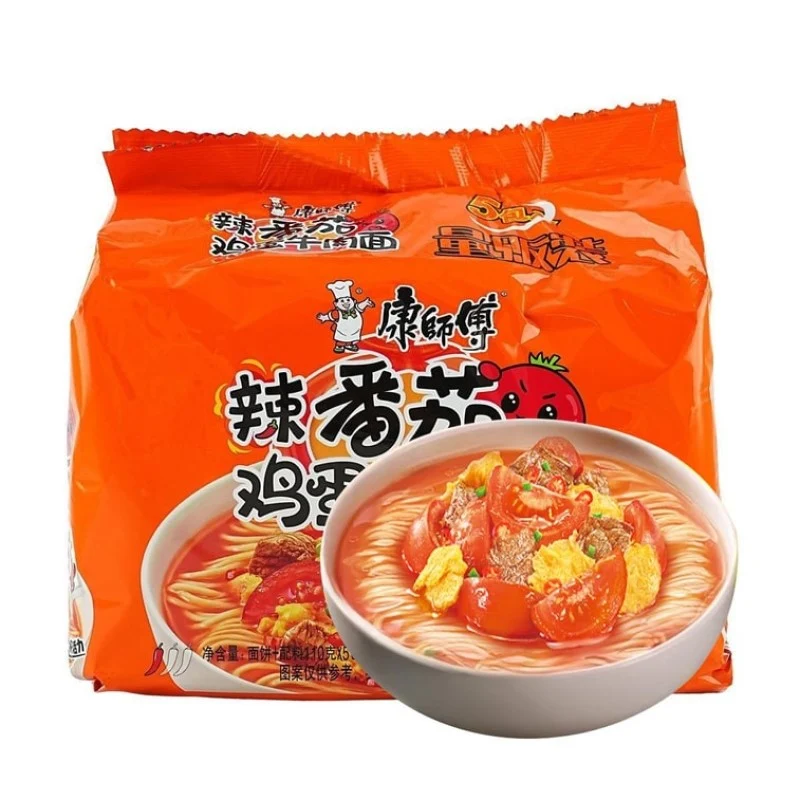 [Self-operated] Master Kong Spicy Tomato, Egg, and Beef Flavored Instant Noodles (5 packs, 110g each) - 5 packs per pack. Suitable for instant noodles, ramen, and mixed noodles.