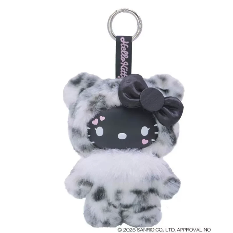 [Self-operated] Sanrio Japan Spring Cherry Blossom Limited Series Black Leopard Print Hello Kitty Plush Keychain (1 piece) Car Hanger, Bag Charm, Keychain