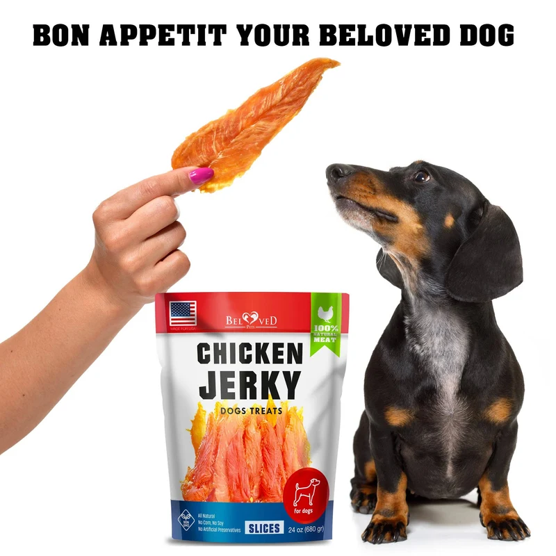 [Self-operated] Beloved Pets Dog Treats Chicken Jerky Slices 24 Oz 680g Human Food Grade Grain-Free Meat Treats Pure Natural High Protein Meat Strips
