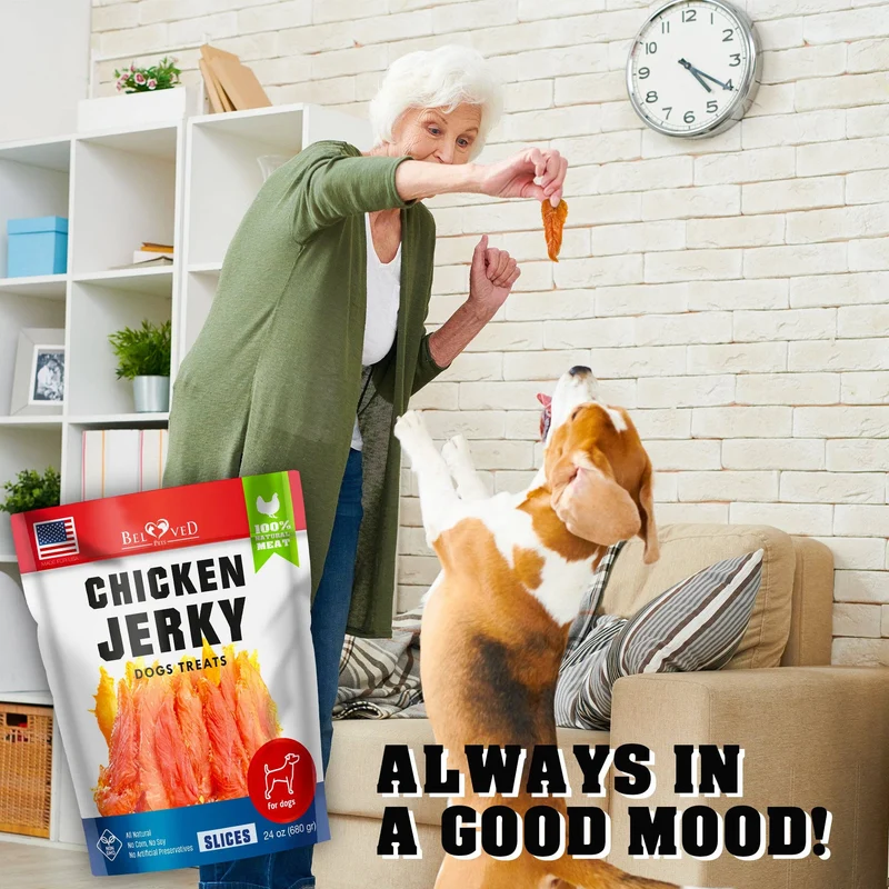 [Self-operated] Beloved Pets Dog Treats Chicken Jerky Slices 24 Oz 680g Human Food Grade Grain-Free Meat Treats Pure Natural High Protein Meat Strips