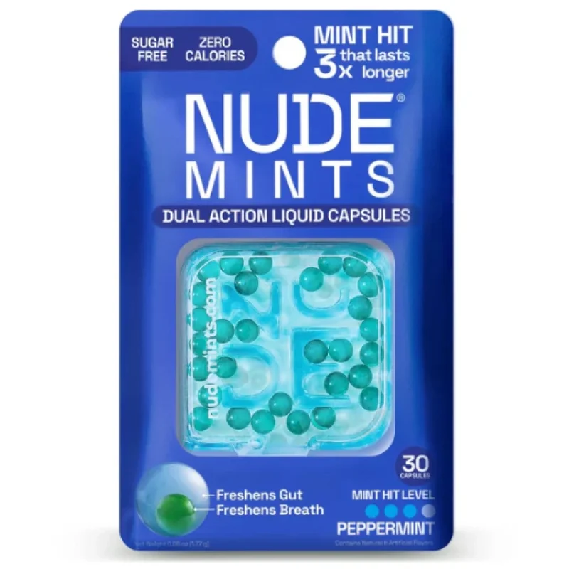 [Self-operated] NUDE MINTS Dual-Action Mint Liquid Bursting Beads, Classic Refreshing Mint Flavor, 30-Bead Pack, Double Odor Elimination and Refreshing, 0 Sugar, 0 Calories, 0 Carbs, Social Essential