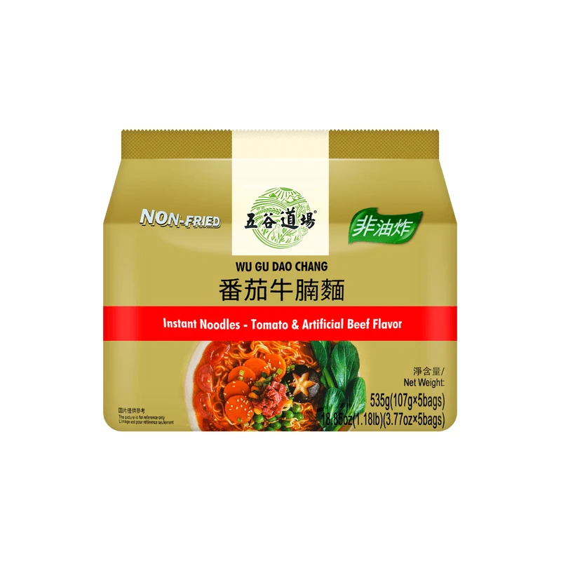 [Self-operated] China WU GU DAO CHANG Non-Fried Instant Noodles Tomato Beef Brisket Flavor, 107g x 5 packs, Instant Noodles, Ramen, Mixed Noodles