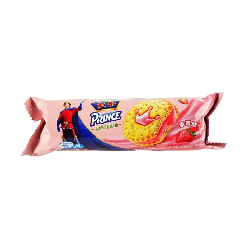 [Self-operated] China Prince Sandwich Cookies, Strawberry Flavor, 92g, a childhood memory, a popular office snack, and perfect for afternoon tea.