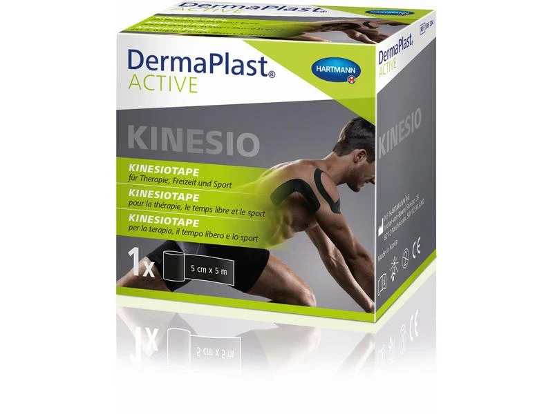DermaPlast Active Kinesiotape, schwarz, 5 cm x 5 m, 1 Stück