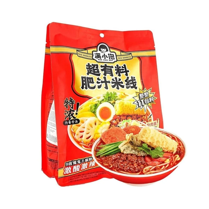 [Self-operated] Man Xiaobao Super-Rich Extra-Quantity Fatty Sauce Rice Noodles 457g - New Product with Double the Seasoning Pack! Enjoy Instant Rice Noodles, Vermicelli, and Fatty Sauce Rice Noodles