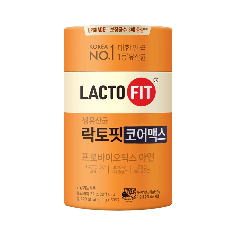 [Self-operated] Korean LACTO-FIT Chung Kun Tang Live Bacteria MAX Orange Enhanced Version 60 sachets 120g, ensuring gut health and immune function, a complete family pack of immune bacteria.