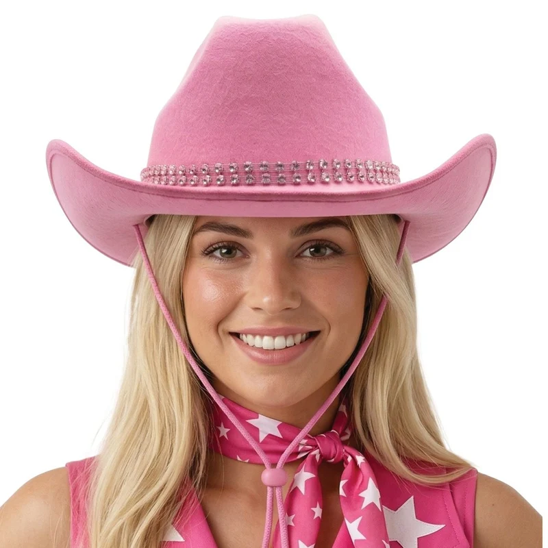 Rosa Cowboyhut mit Strasssteinen