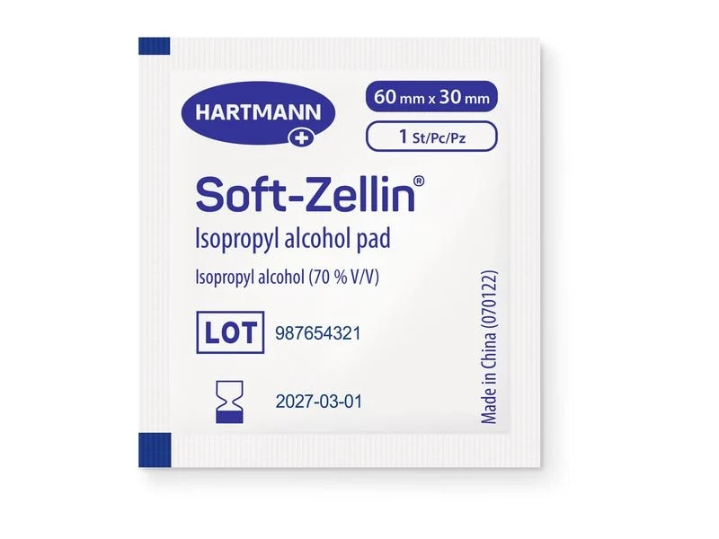Hartmann Soft-Zellin Alkoholtupfer, 3 x 6 cm, 100 Stück