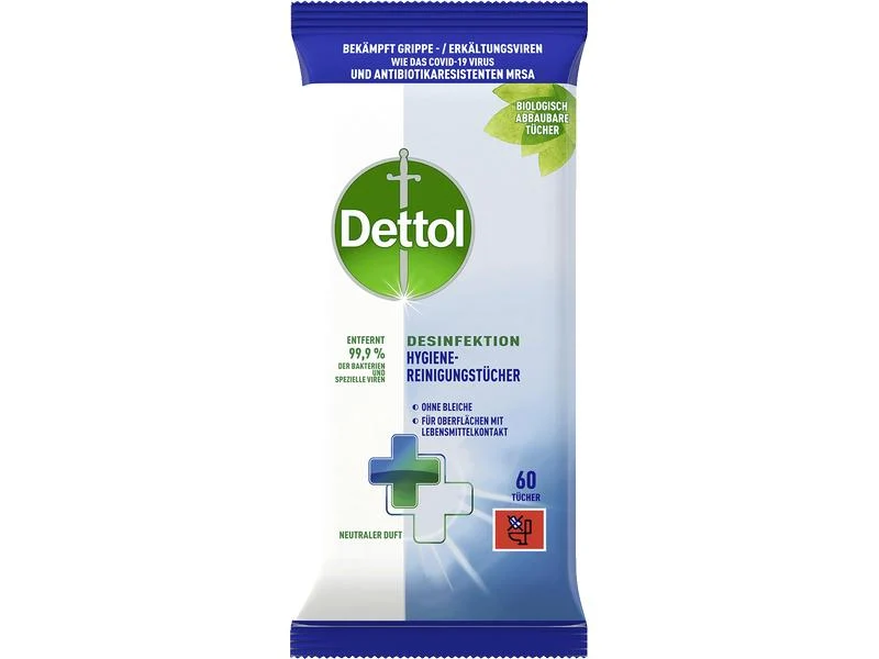 Dettol Desinfektion Hygiene-Reinigungstücher, 60 Tücher