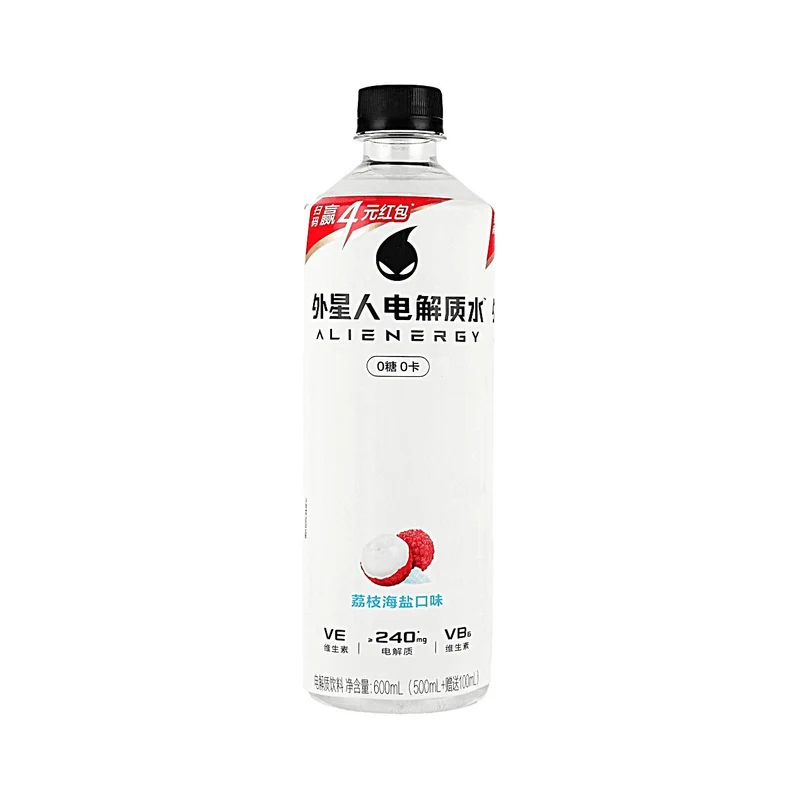 [Self-operated] Genki Forest Alien Electrolyte Water, Lychee Sea Salt Flavor, 600ml, 0 Sugar, 0 Calories, Professional Sports Version, Sugar-Free Beverage