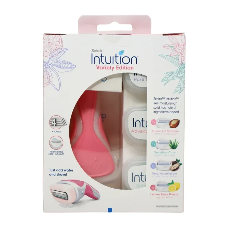 [Self-operated] Schick Intuition Women's Razor Set (Multi-Fragrance) Includes one razor handle + four blades, comes with a moisturizing soap head for shaving and skincare without the need for shaving foam (automatically foams upon contact with water).