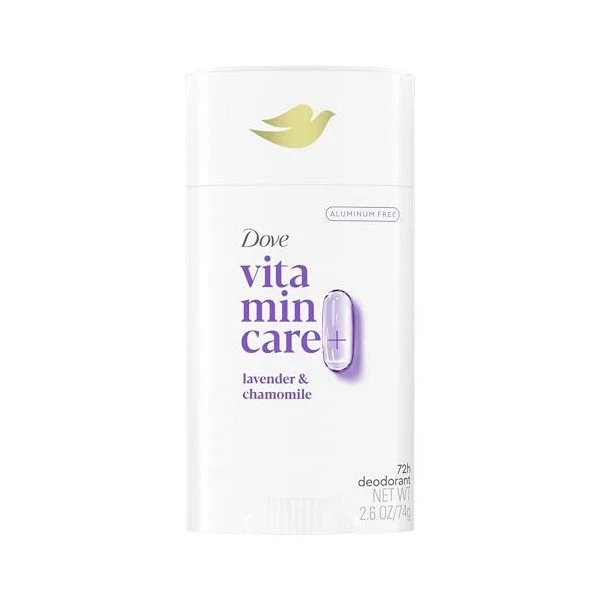[Self-operated] Unilever Dove VitaminCare+ Aluminum-Free Antiperspirant Stick, Lavender Chamomile Scent, 74g (UK) - Antiperspirant for Underarms, Long-Lasting Fragrance, Deodorant Roll-on, Liquid Antiperspirant
