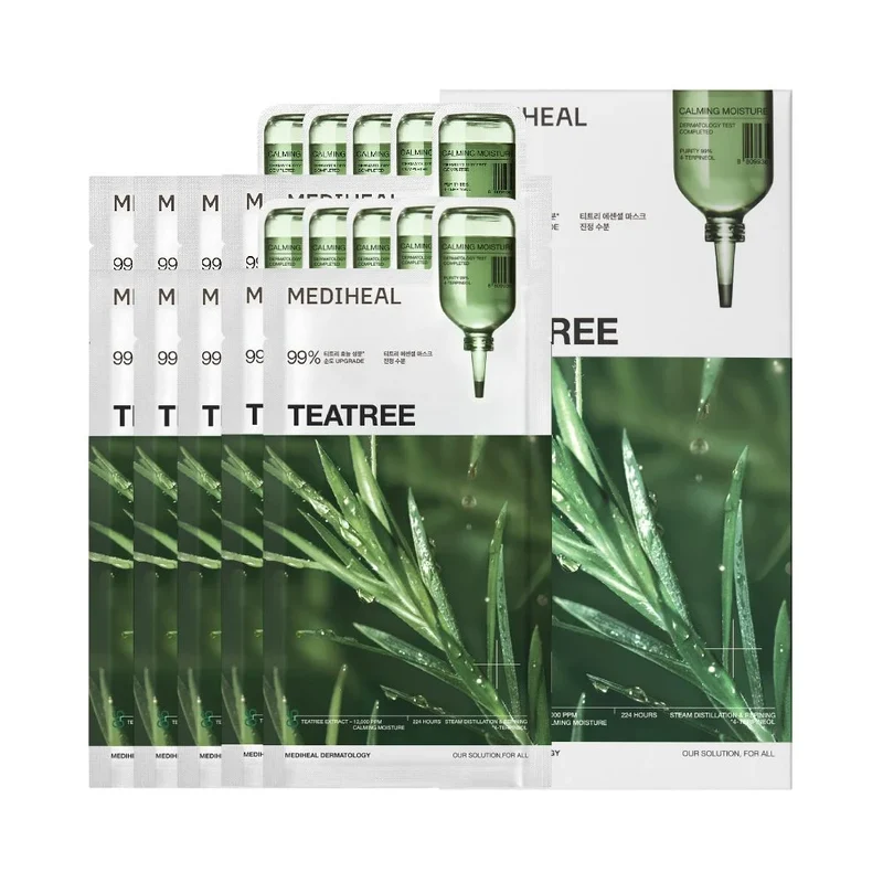 [Self-operated] MEDIHEAL 99% Pure Tea Tree Soothing and Stabilizing Mask 3.0 Upgraded Essence Version (10 sheets/box) - Soothing and Anti-Acne