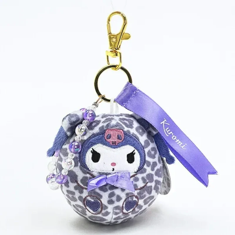 [Self-operated] Sanrio Y2K Sexy Leopard Print Teddy Bear Series Plush Toy Kuromi Keychain (1 piece) - Car Hanging Bag Ornament Keychain