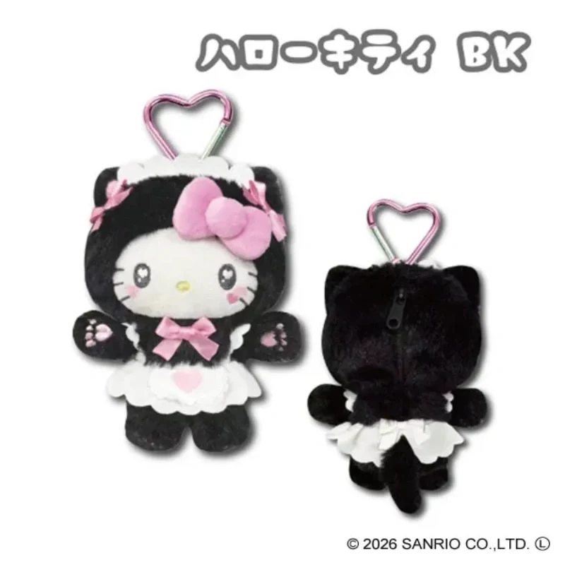 [Self-operated] Sanrio Cat Maid Costume Series Plush Storage Bag (Black & Pink) - 1 Piece - Small Coin Purse Charm/Keychain