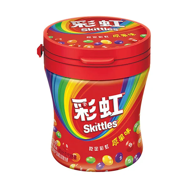 [Self-operated] SKITTLES Rainbow Crispy Gummies, Original Fruit Flavor, 120g, Mixed Fruit Flavor, Large Bottle, Sharing Pack, Popular Fruit Candy for Children.