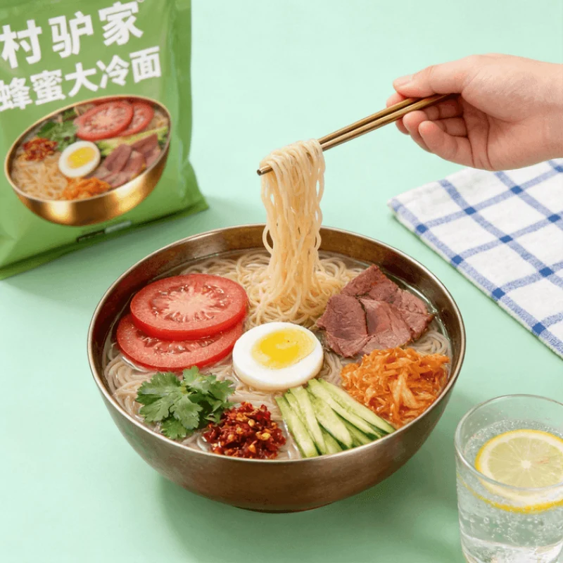 [Self-operated] China Village Donkey Family Honey Cold Noodles 365g, Northeastern Flavor, Sweet and Sour, Appetizing, Korean Style Cold Noodles, Authentic Northeastern Korean Cold Noodles, Instant Food