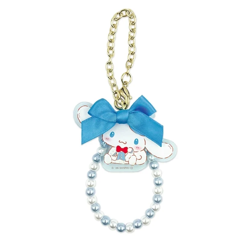 [Self-operated] Sanrio Cream Cake Series Acrylic Keychain, Blue, Cinnamoroll, 1 Piece, Pearl Chain, Bow Pendant