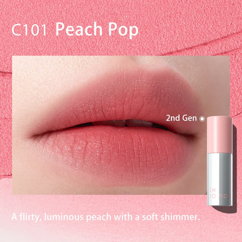[Self-operated] INTOYOU Second Generation Customized Moisturizing Airy Lip Mud C101 Peach Thin Matte Velvet Lip Gloss Lipstick