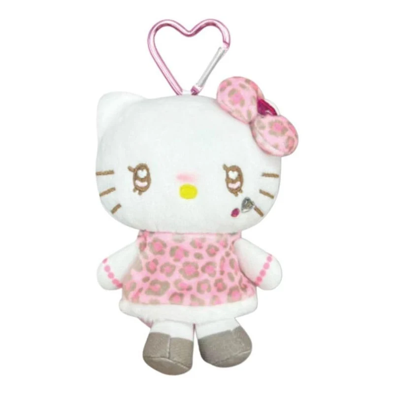 [Self-operated] Sanrio Hello Kitty Plush Storage Bag Y2K Leopard Print Hot Girl Style 1-Pack Small Coin Purse Charm Bag Ornament Keychain