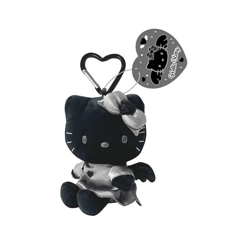 [Self-operated] Sanrio Black Leather Devil Kitty Series Plush Keychain (Sitting Position), 1 Piece, Car Pendant, Bag Charm, Keychain
