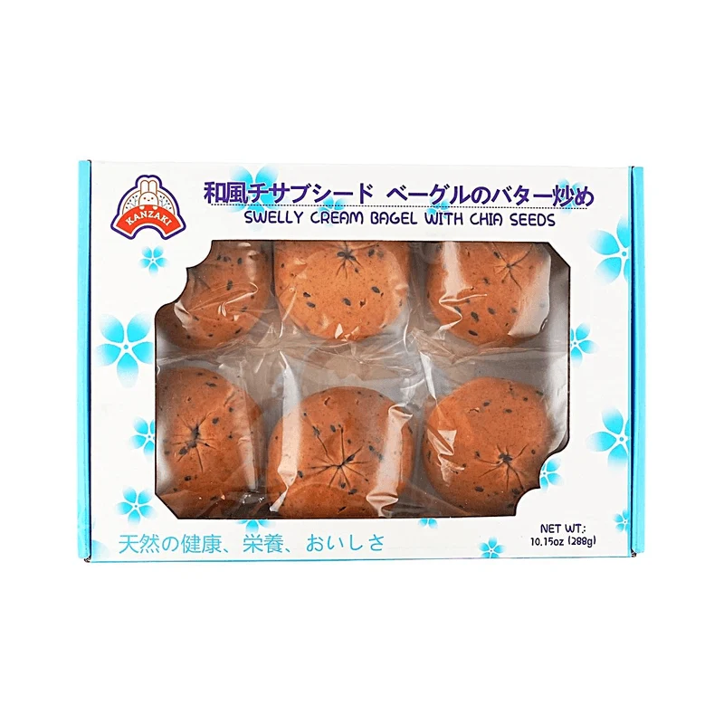 [Self-operated] KANZAKI Japanese-style Chia Seed Cream Lava Bagels (6 pieces, 288g) - Nutritious for Breakfast, Office, and Afternoon Tea