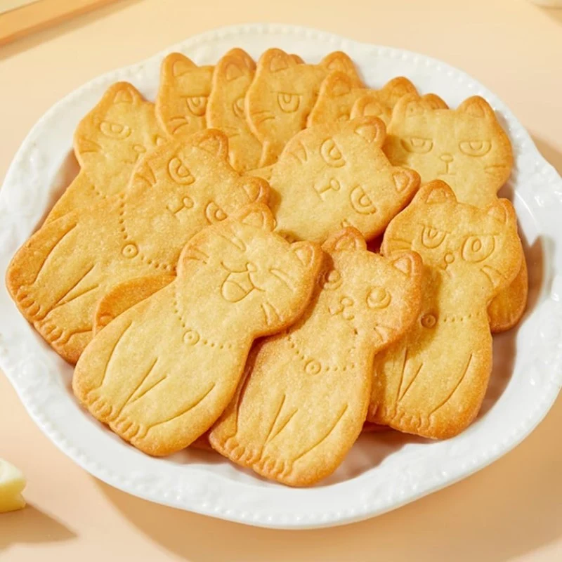 [Self-operated] BESTORE Cat-Shaped Butter Cheese Crisps (Original Flavor) 80g - Cute Cat-Shaped Biscuits, Thin and Crispy, Popular Office Snack