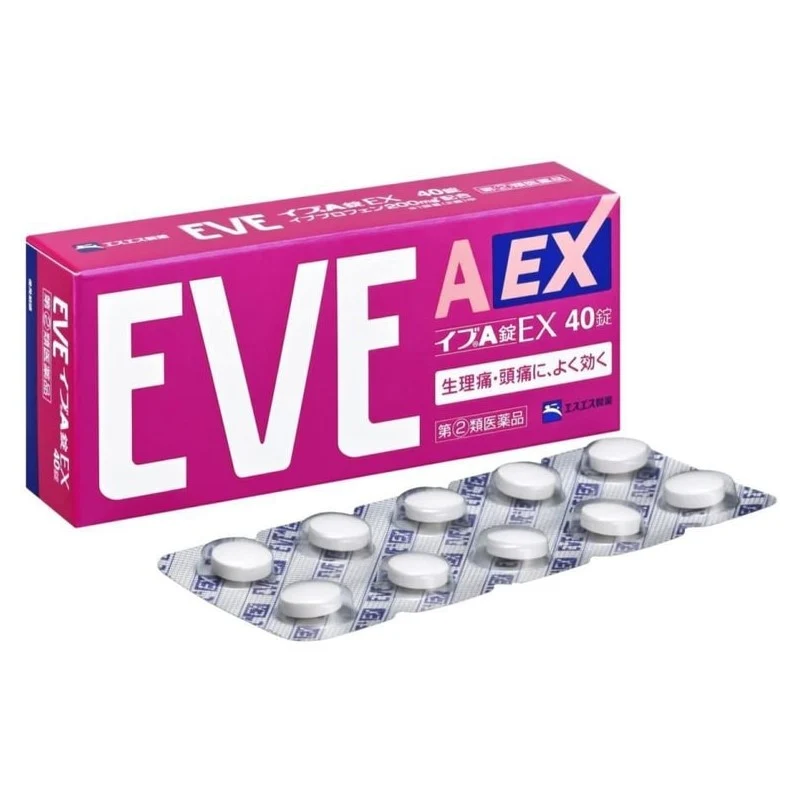 [Self-operated] Japan SS PHARMACEUTICAL Hakuto Pharmaceutical EVE A tablets EX, fast-acting pain reliever, 40 tablets, effectively relieves menstrual cramps, headaches, small pink box pain reliever for menstrual cramps, period cramps.