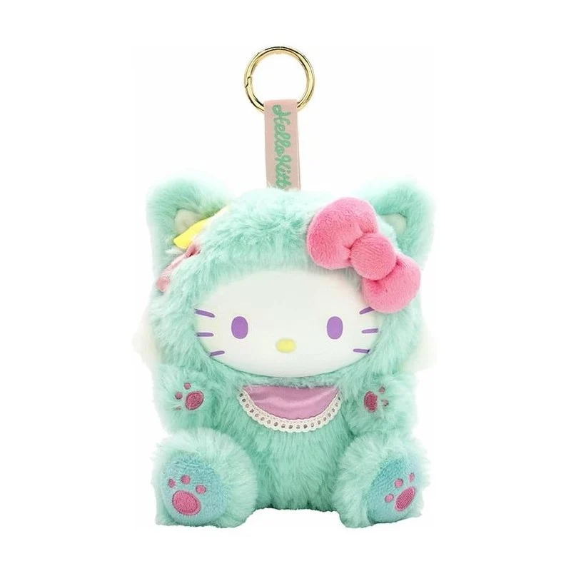 [Self-operated] Sanrio Hello Kitty Plush Keychain Bear Dress-up Pajama Party Series Mint Green 1 Piece Car Hanger Bag Charm Keychain
