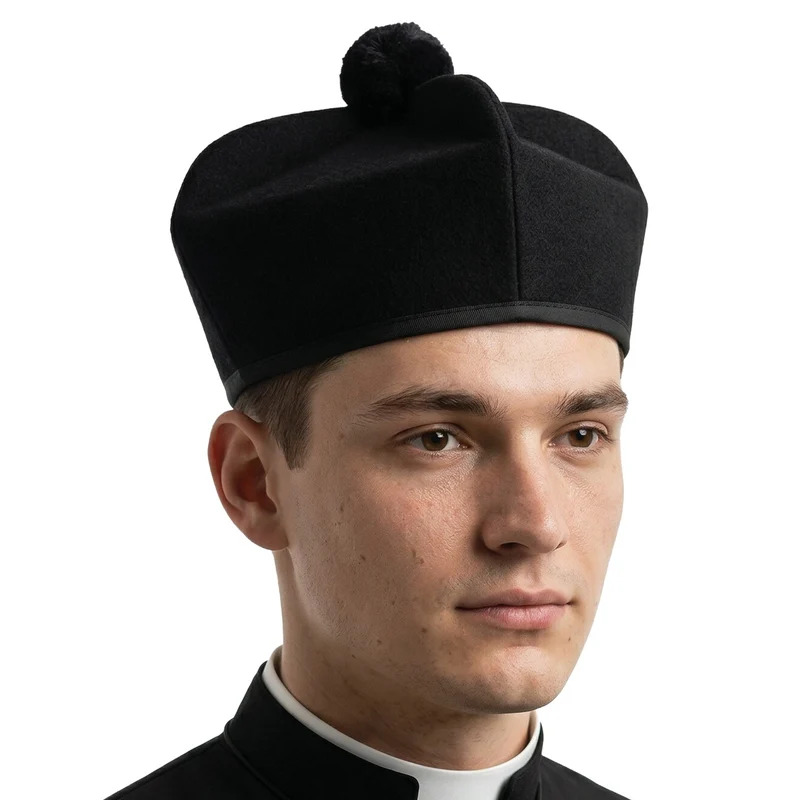 Schwarze Priestermütze