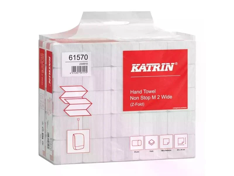 Katrin Z-Falz Falthandtücher Non Stop M Handy Pack, Z-Falz, 3-lagig, 24 x 24cm, 4000 Blatt