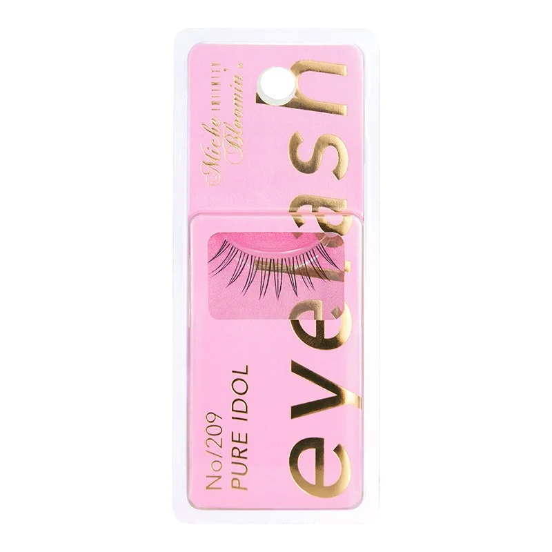 [Self-operated] Miche Bloomin Saeko Infinity Line Series False Eyelashes #209 PURE IDOL (1 pair of false eyelashes + mini-sized glue) - Reusable, Naturally Curled, Lengthening, and Realistic Eyelashes - Ultra-lightweight Soft Band