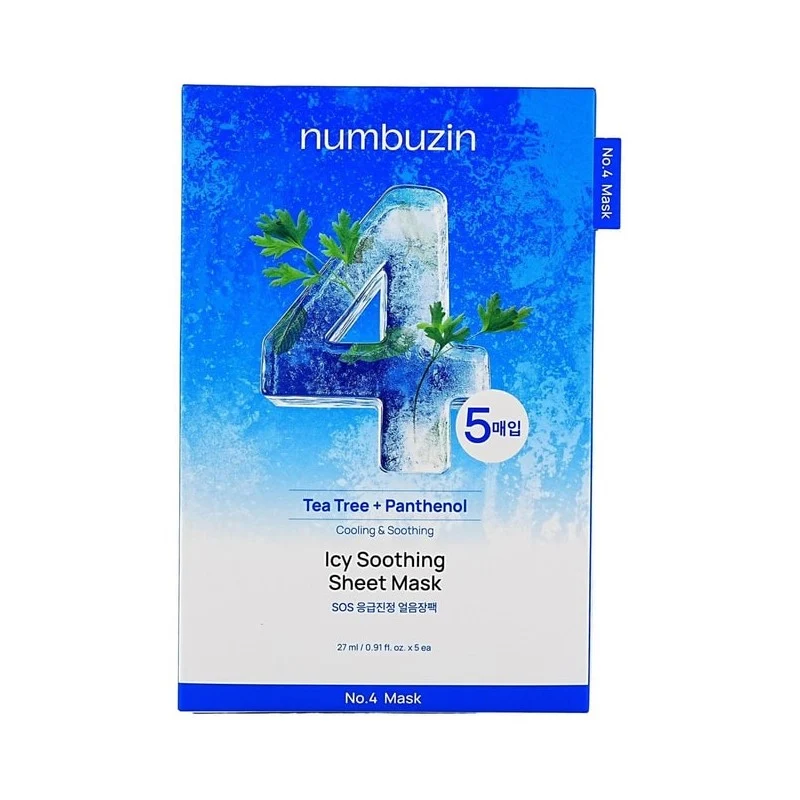 [Self-operated] NUMBUZIN Korea New Version Number 4 Essence Facial Mask (4 sheets) SOS Emergency Calming Cooling Mask, Relieves Swelling, Improves Heat, Redness, and Repairs Sunburn.