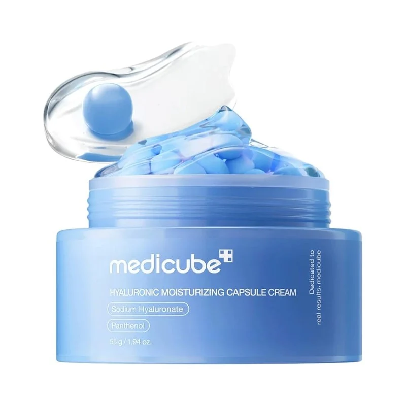 [Self-operated] Korean MEDICUBE Hyaluronic Acid Water-Based Capsule Cream 55g, 144H Intensive Hydration and Moisturizing, Suitable for Sensitive Skin