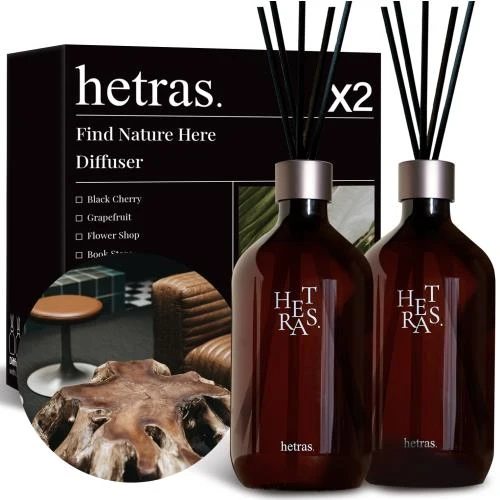 [Self-operated] HETRAS Korean Flameless Aromatherapy Essential Oil, Chief Perfumer's Artistic Diffuser, Hotel Wood Scent, 500ml*2 Set Gift Box, Recommended by G-Dragon (GD).