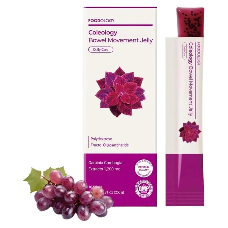 [Self-operated] Korean Foodology Intestinal Cleansing Jelly (Grape & Prune Flavor), 10-pack, Fiber Supplement to Relieve Bloating and Cleanse Intestinal Flow, Rich in Garcinia Cambogia, Collagen, and Chia Seeds