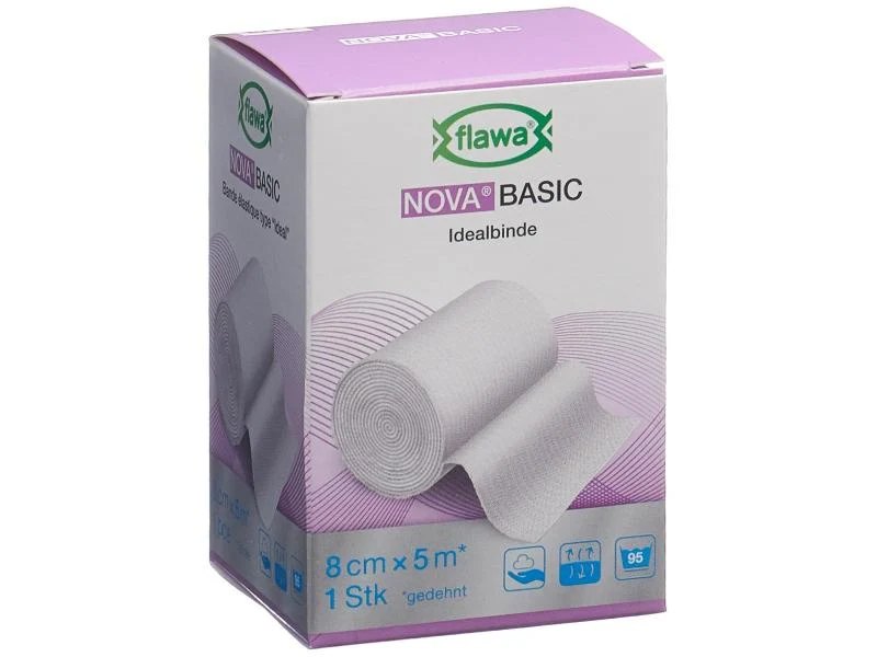 FLAWA Nova Basic Idealbinde, weiss, 8 cm x 5 m, 1 Stück