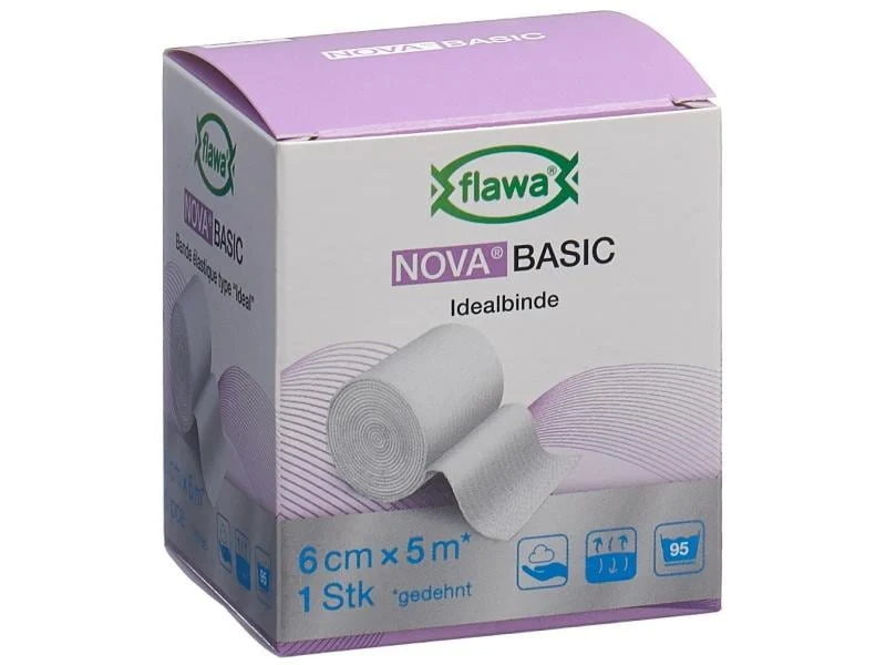 FLAWA Nova Basic Idealbinde, weiss, 6 cm x 5 m, 1 Stück