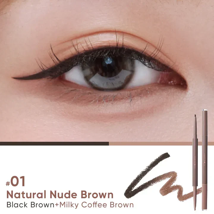 [Self-operated] Judydoll Dual-Color Gel Eyeliner #01 Natural Wood Nude Brown/Black Brown + Milk Coffee Brown Long-lasting, Smudge-proof Eyeshadow Liner to Enlarge Eye Corner