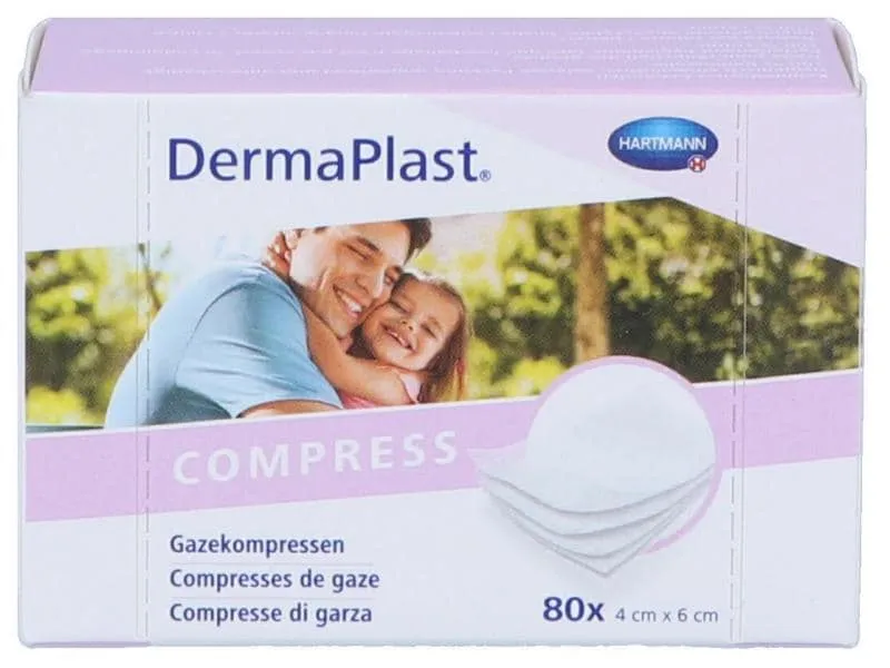 DermaPlast Gazekompressen Compress, steril, 4 cm x 6 cm, 80 Stück