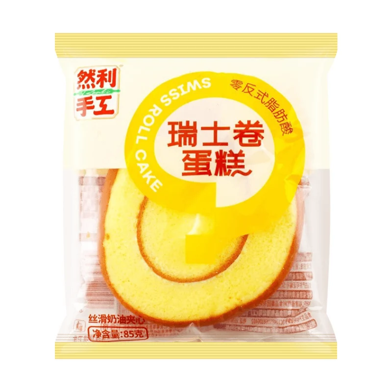 [Self-operated] China Ranli Swiss Roll Cake with Silky Cream Filling 85g Breakfast Bread Cake Pastry Swiss Roll Casual Snack