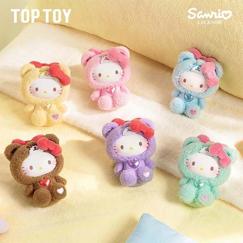 [Self-operated] China TOP TOY Sanrio Hello Kitty Teddy Pajama Series Vinyl Plush Keychain Blind Box (1 piece, random shipping) Hello Kitty Blind Box Birthday Gift Plush Toy