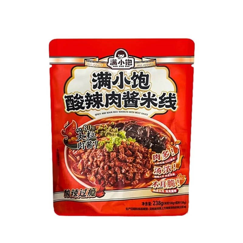 [Self-operated] Man Xiaobao Spicy and Sour Meat Sauce Flavored Rice Noodles 238g, Xuzhou Kaixin Rice Noodles, Spicy and Sour Appetizing Instant Rice Noodles, Ramen, Thick Soup, Instant Noodles, Late Night Snack