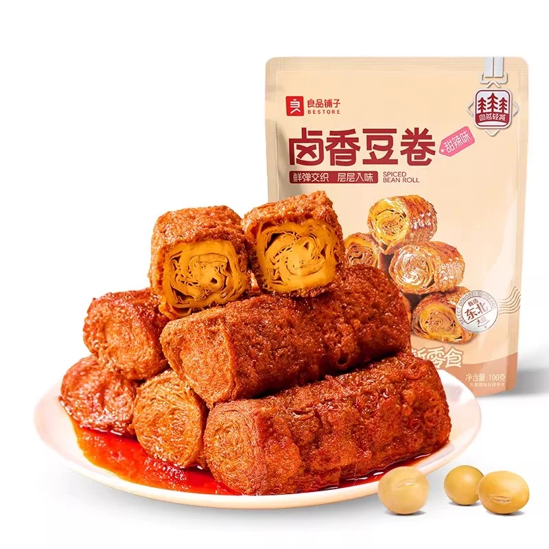 [Self-operated] BESTORE Braised Bean Curd Rolls (Sweet and Spicy Flavor), 100g (China) - Fresh, chewy, and flavorful with 0 preservatives