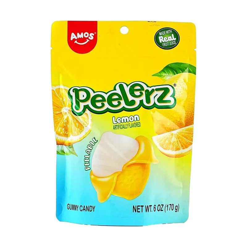 [Self-operated] Amos Peelerz Peelable Gummies (Lemon Flavor) 170g Sharing Pack Fun Fruit Juice Gummies for Kids Snacks and Candies